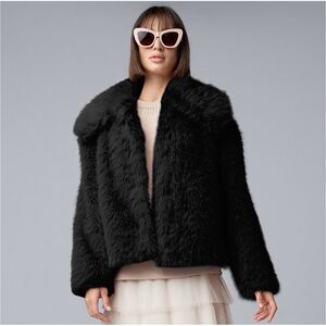 NEW Vera Wang Size XXL Women's Cropped Faux-Fur Coat Jacket Black Button NWT